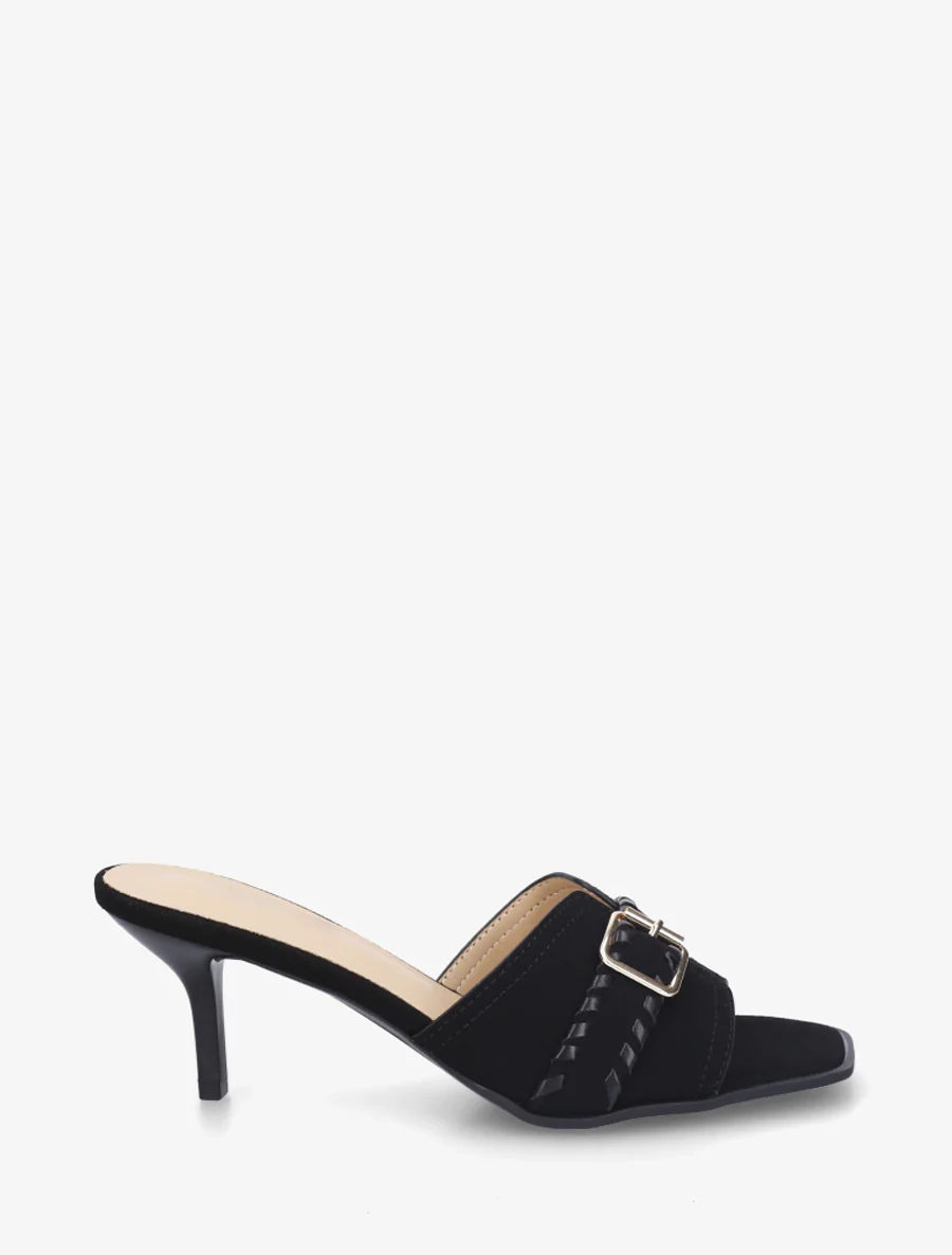 Mules en suédine à boucle - Noir