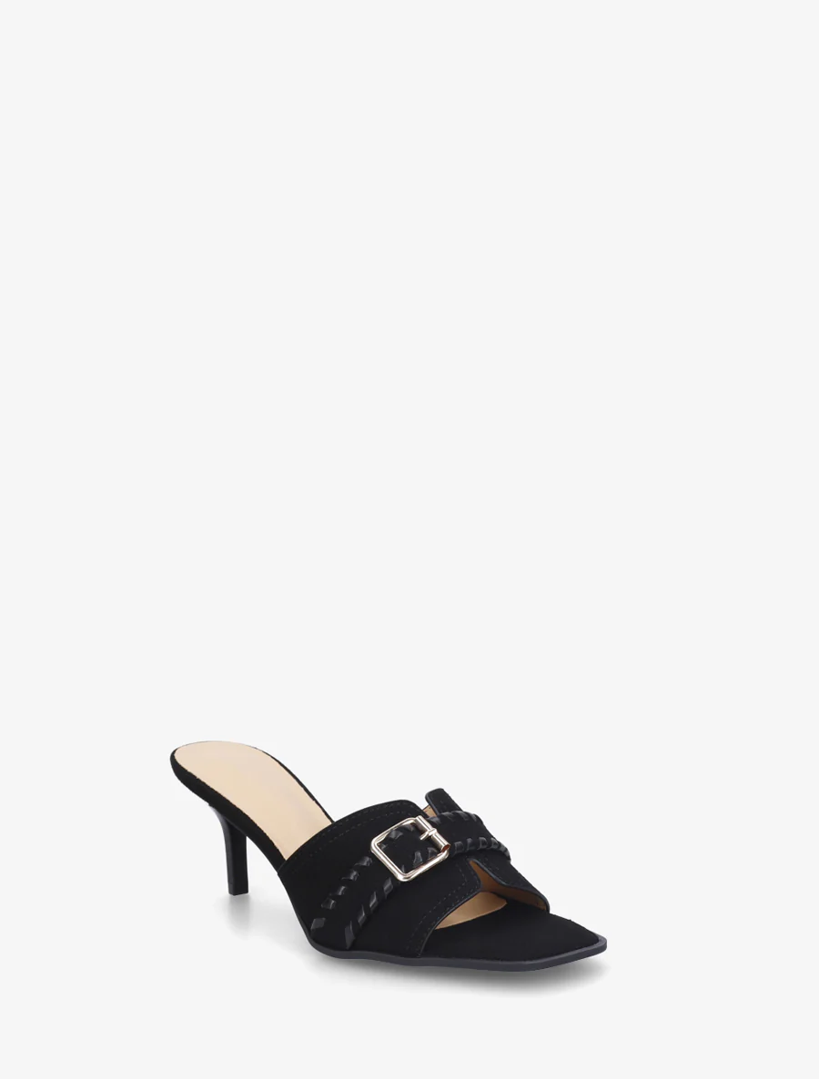 Mules en suédine à boucle - Noir - Image 2