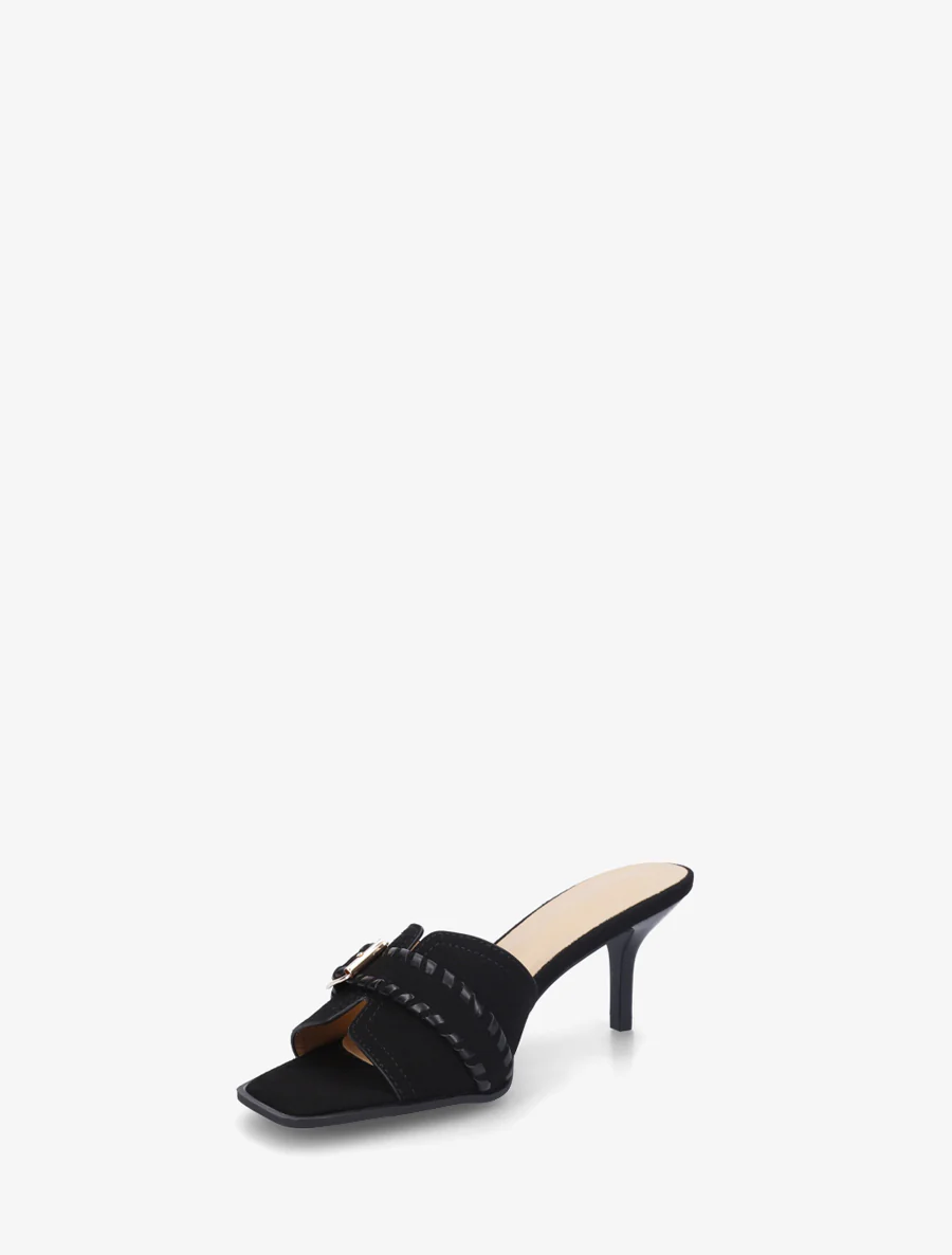 Mules en suédine à boucle - Noir - Image 3