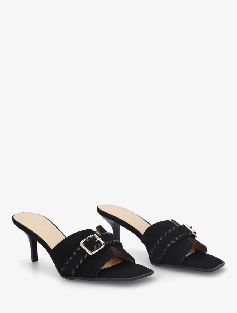 Mules en suédine à boucle - Noir - Image 4