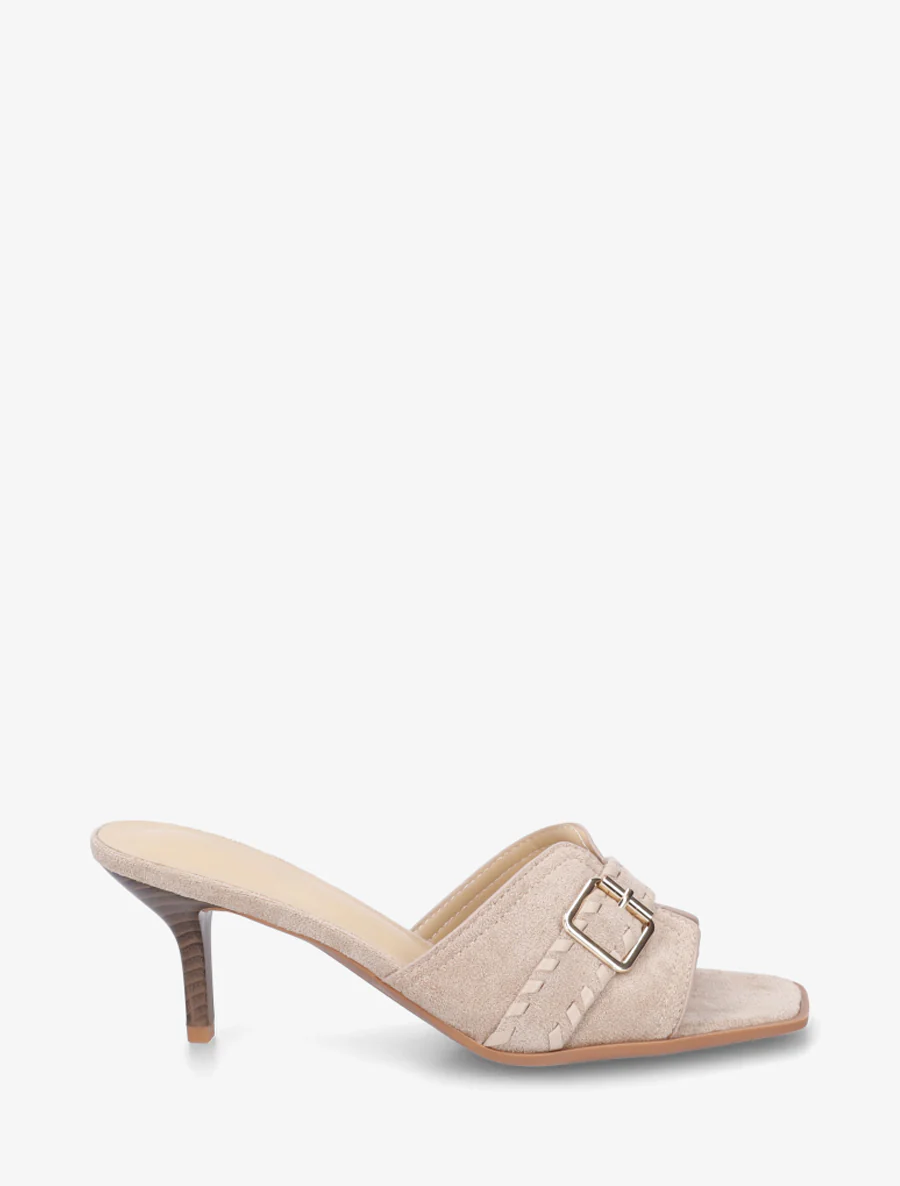 Mules en suédine à boucle - Beige