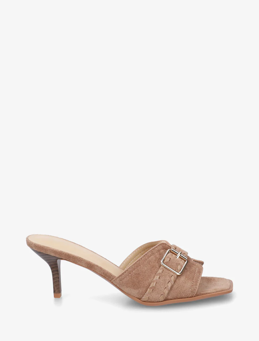 Mules en suédine à boucle - Taupe