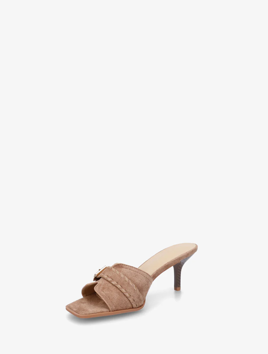 Mules en suédine à boucle - Taupe - Image 3