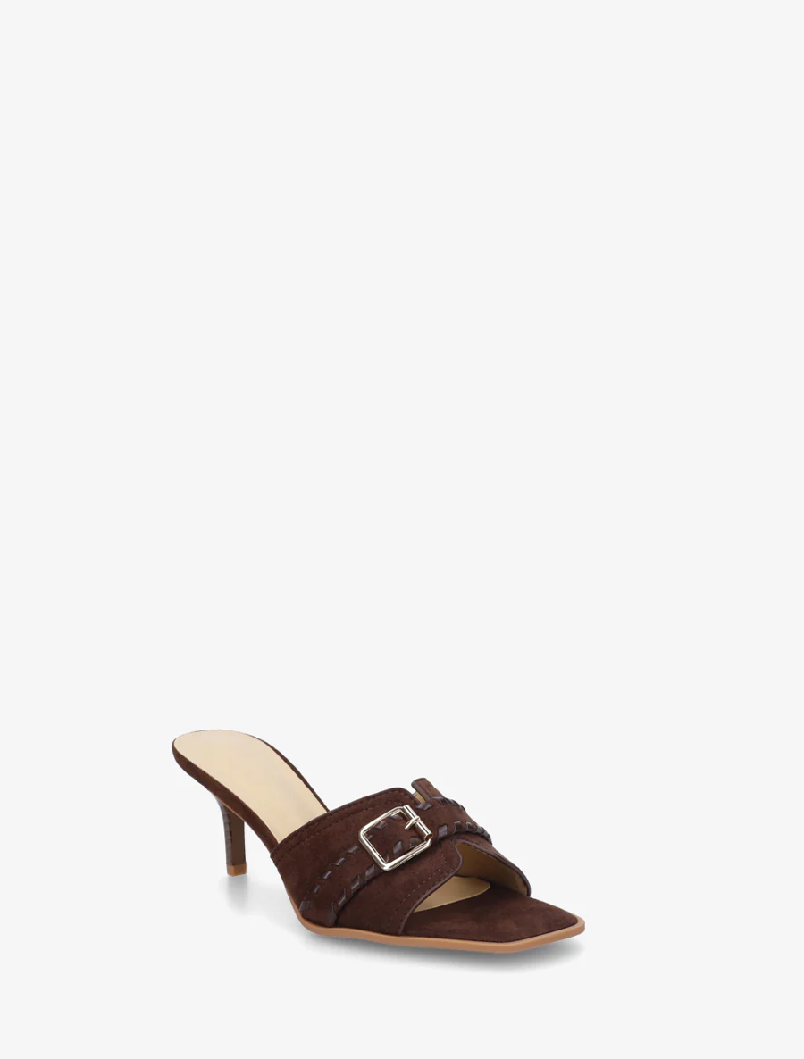 Mules en suédine à boucle - Marron - Image 2
