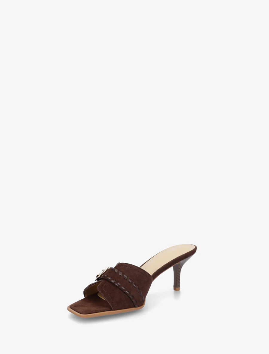 Mules en suédine à boucle - Marron - Image 3