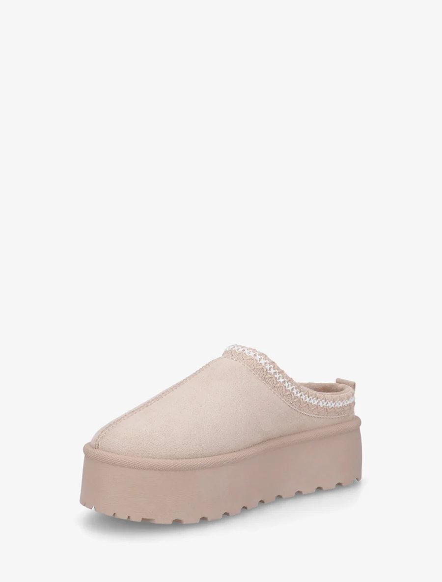 Mules en suédine brodées - Beige - Image 3