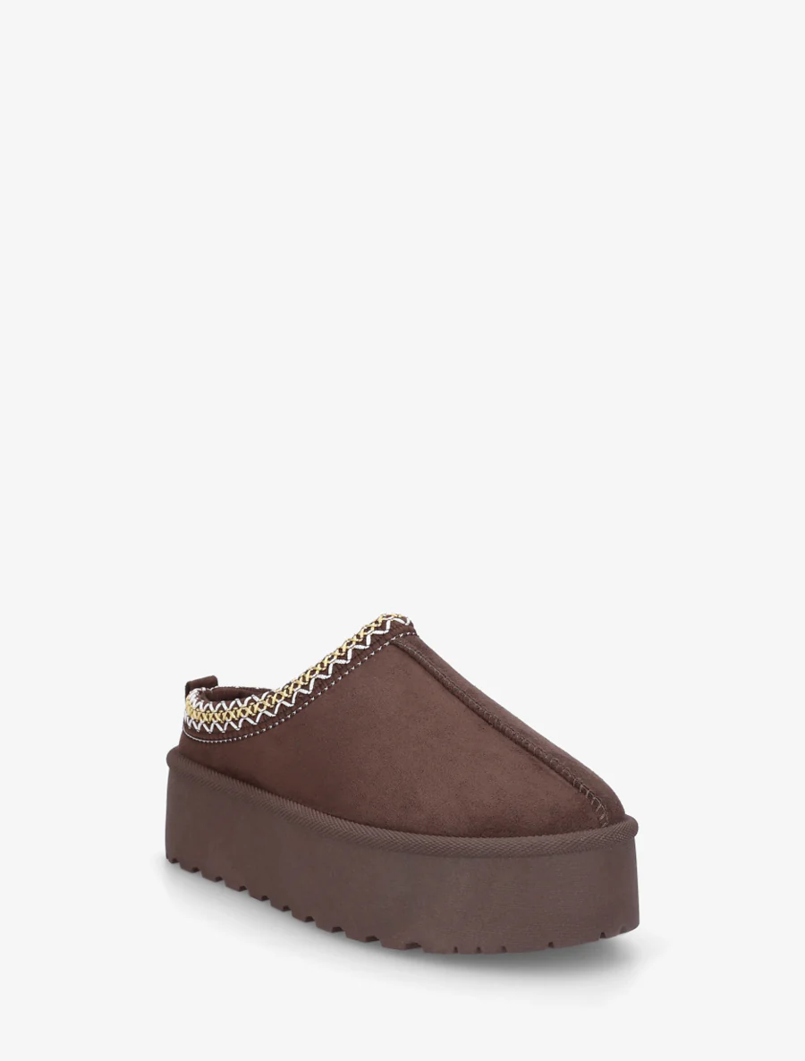 Mules en suédine brodées - Marron - Image 2