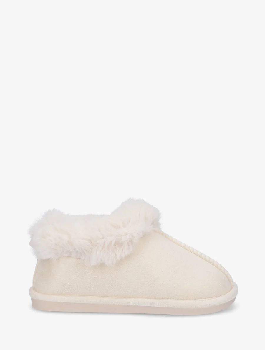 Mules en suédine fourrées - Beige