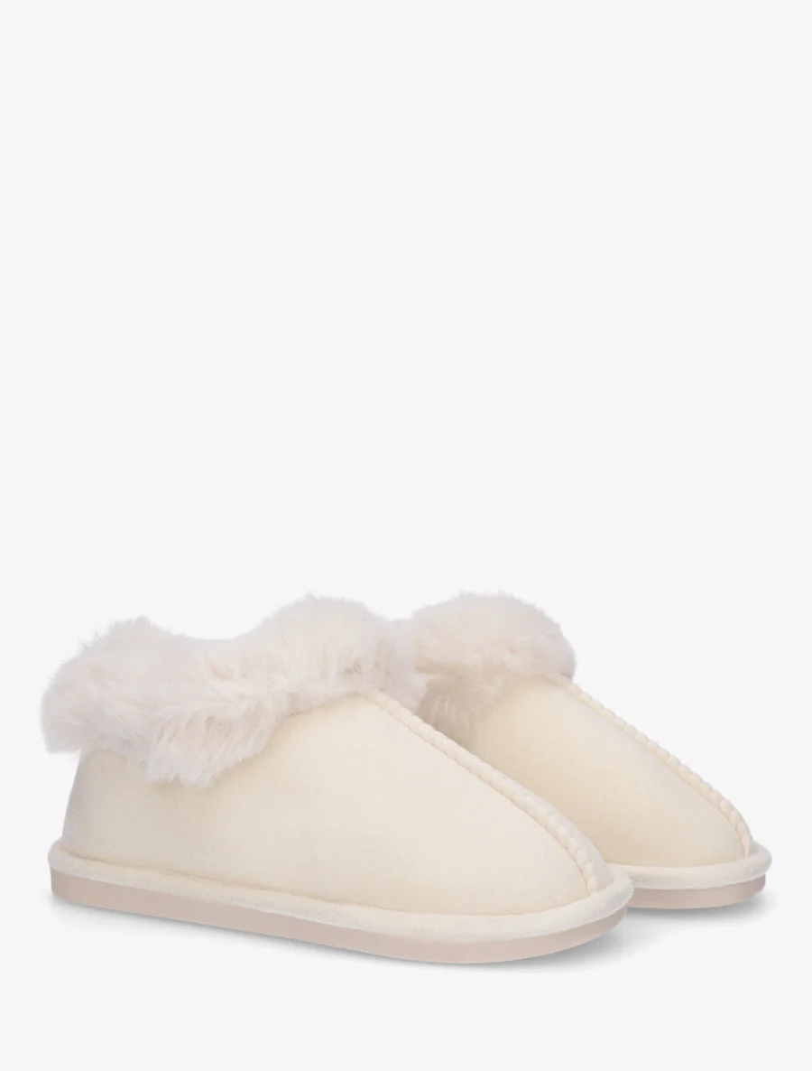 Mules en suédine fourrées - Beige - Image 4