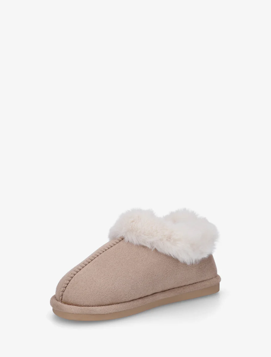 Mules en suédine fourrées - Taupe - Image 3