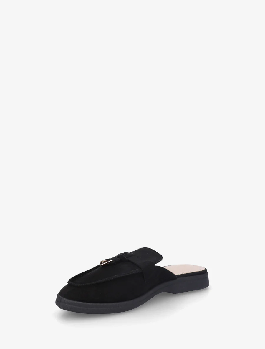 Mules en suédine style mocassin - Noir - Image 3
