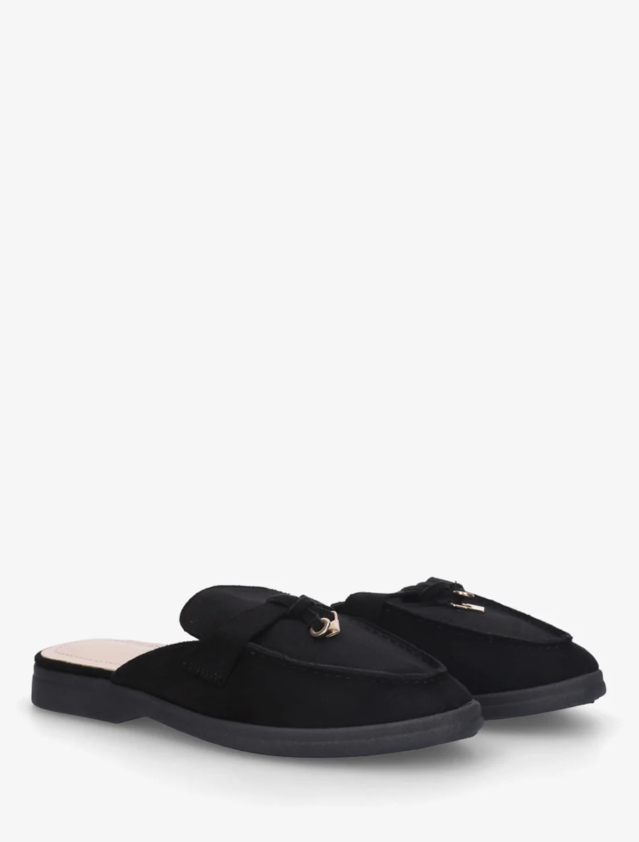 Mules en suédine style mocassin - Noir - Image 4