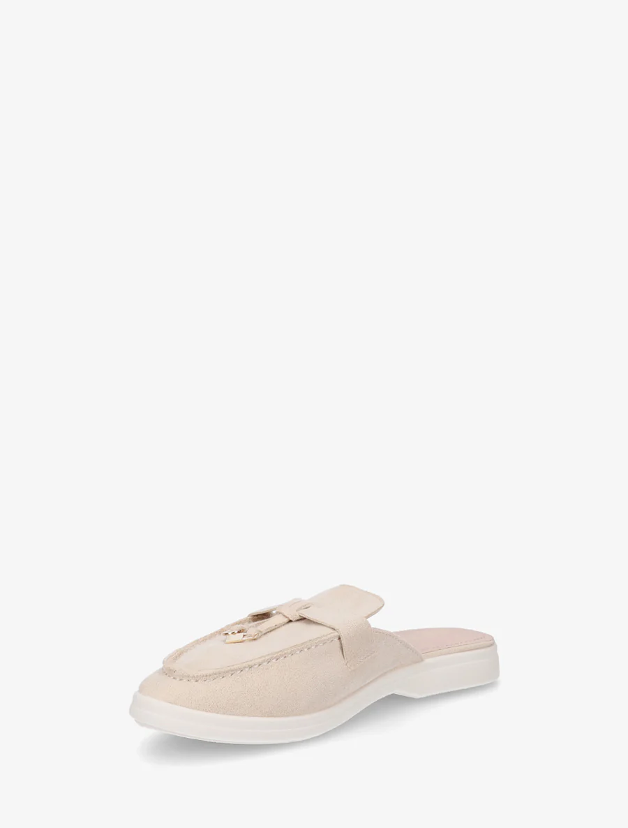 Mules en suédine style mocassin - Beige - Image 3