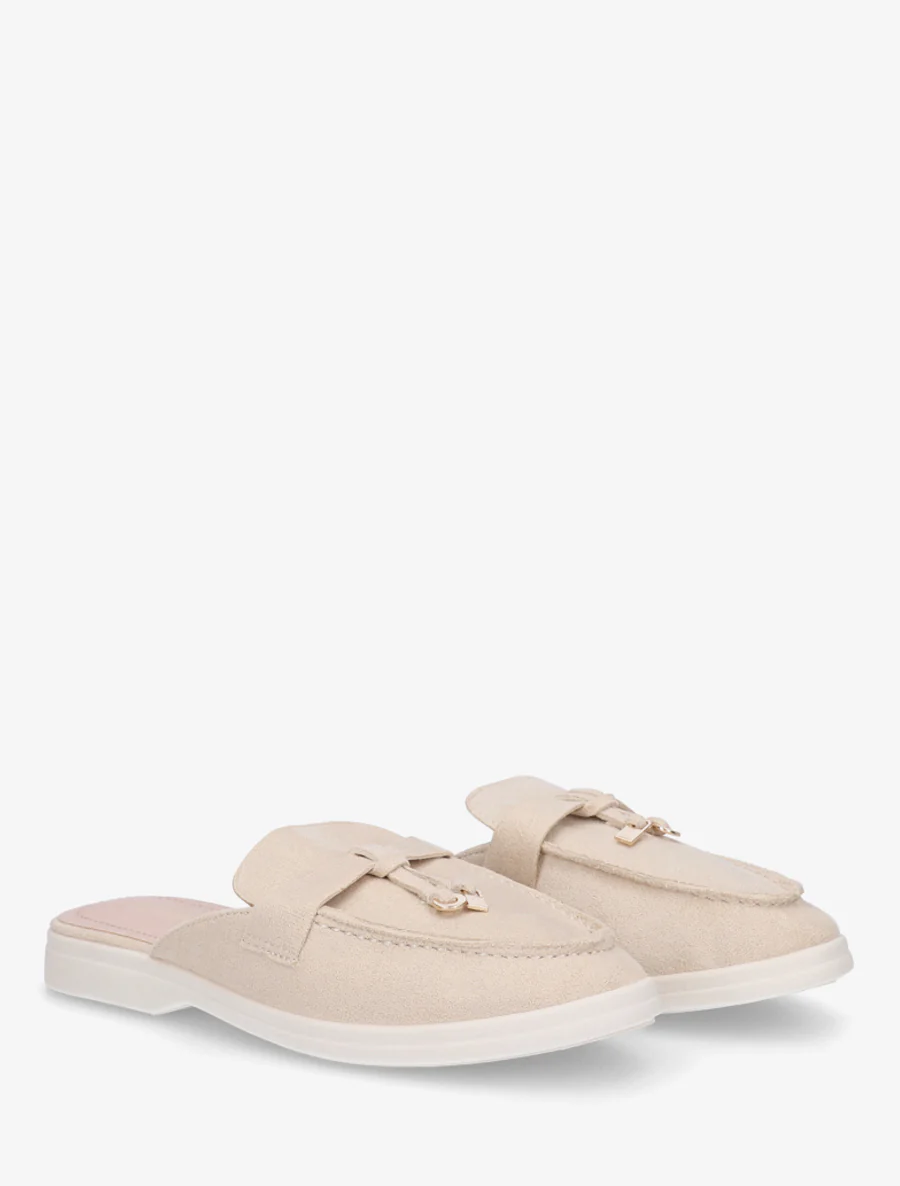 Mules en suédine style mocassin - Beige - Image 4