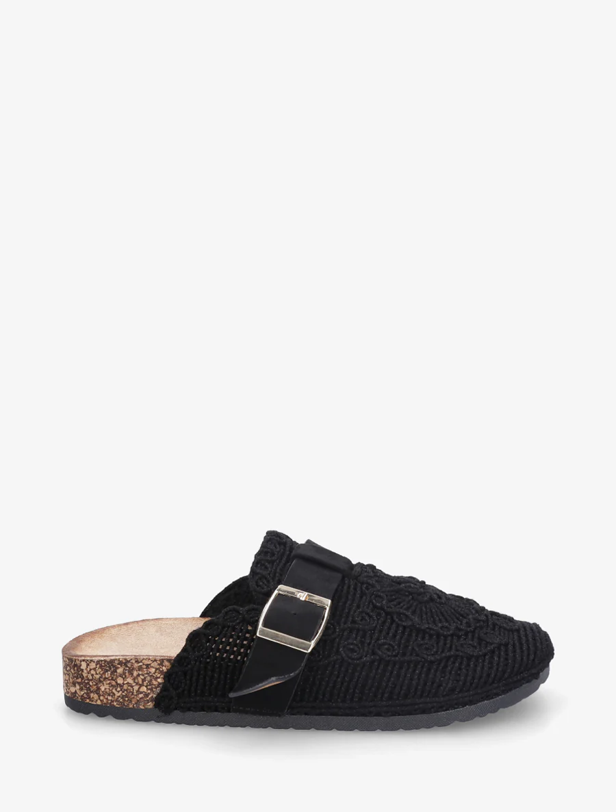 Mules fermées en macramé - Noir