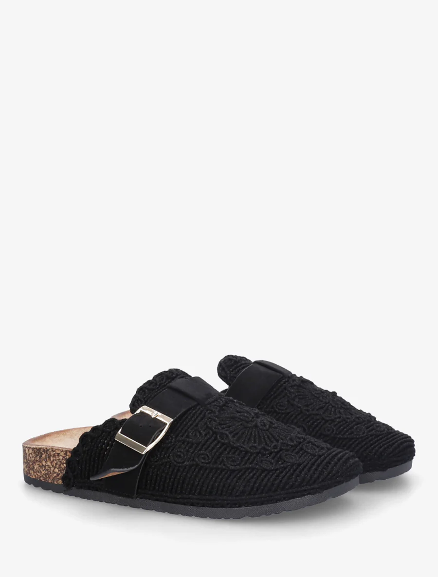 Mules fermées en macramé - Noir - Image 4
