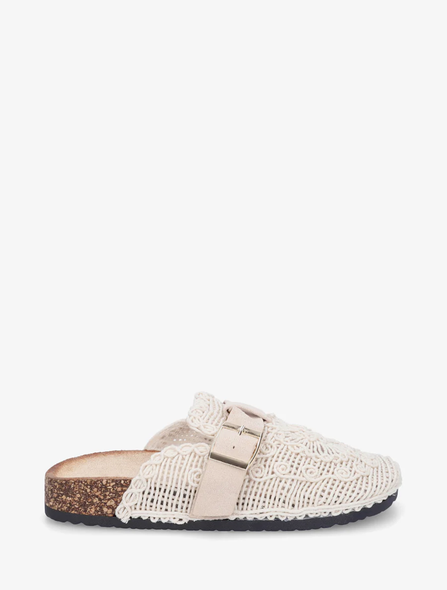 Mules fermées en macramé - Beige