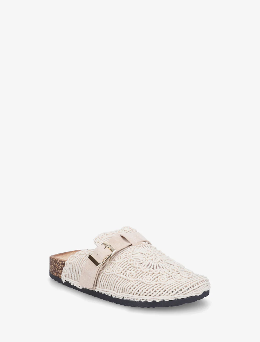 Mules fermées en macramé - Beige - Image 2