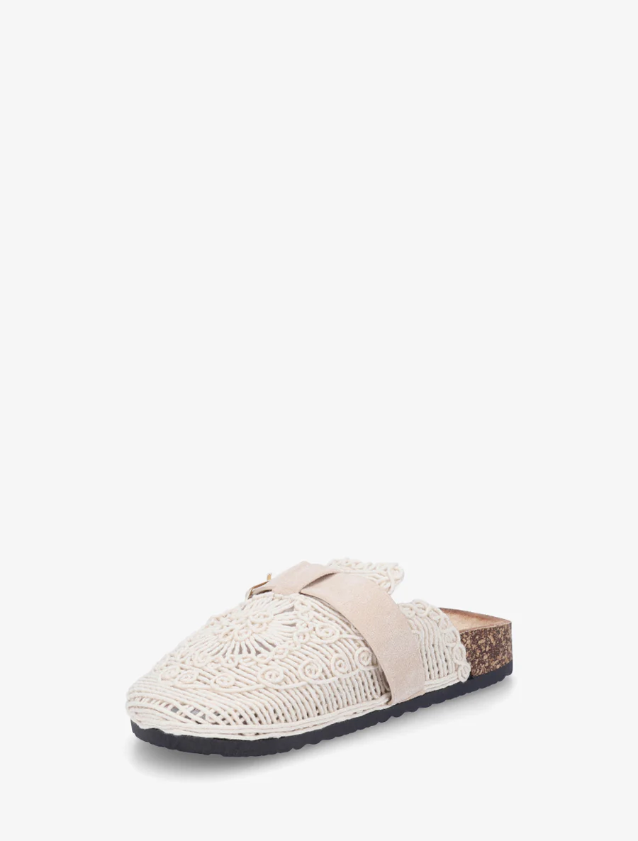 Mules fermées en macramé - Beige - Image 3