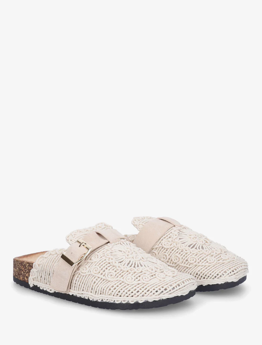 Mules fermées en macramé - Beige - Image 4