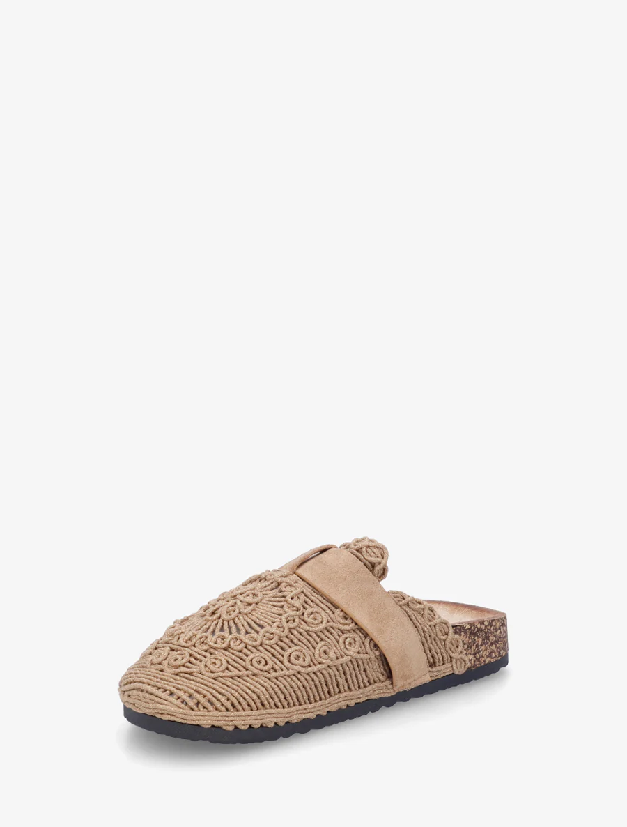 Mules fermées en macramé - Taupe - Image 3