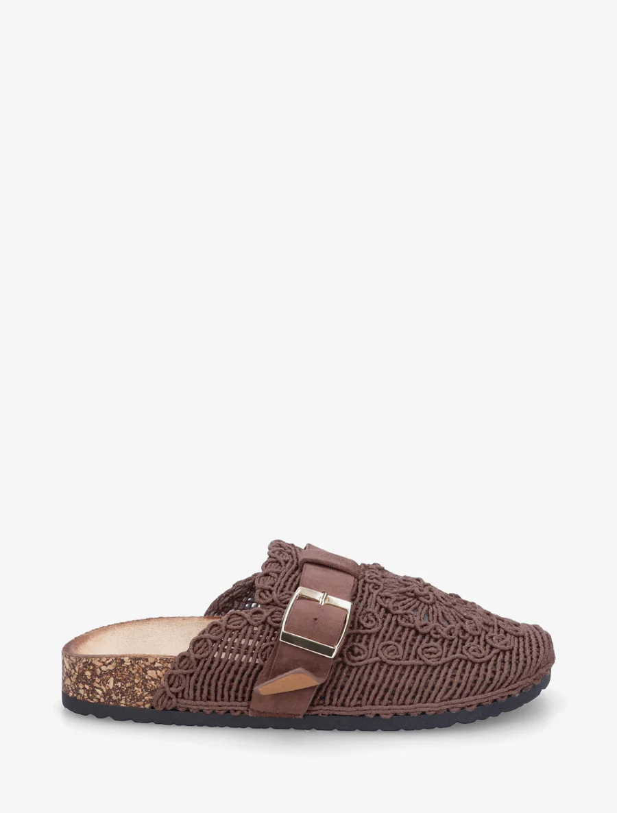 Mules fermées en macramé - Marron