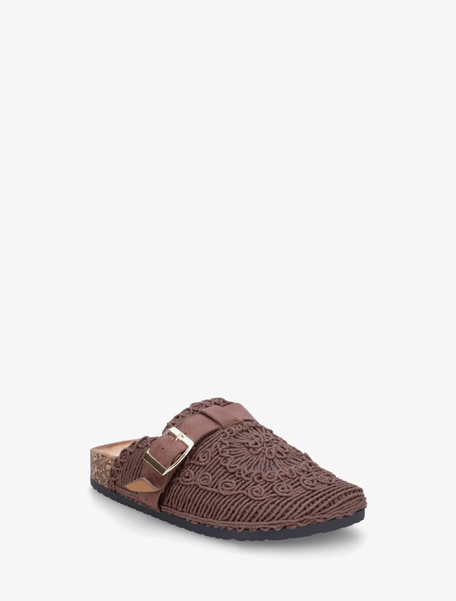 Mules fermées en macramé - Marron - Image 2