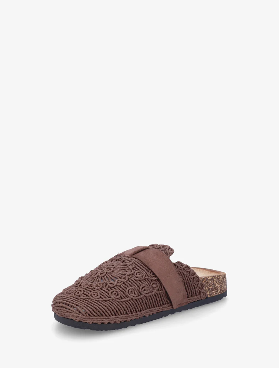 Mules fermées en macramé - Marron - Image 3