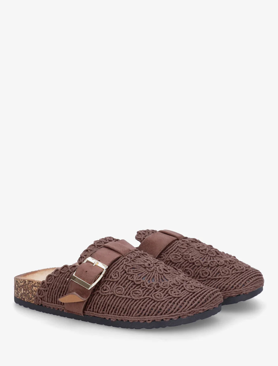 Mules fermées en macramé - Marron - Image 4