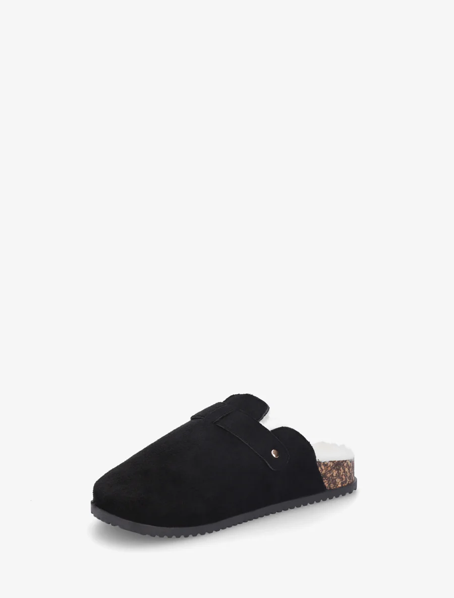 Mules fourrées en suédine - Noir - Image 3