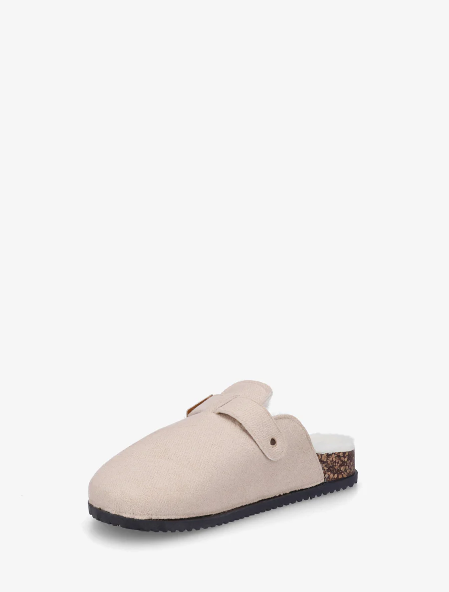 Mules fourrées en suédine - Beige - Image 3
