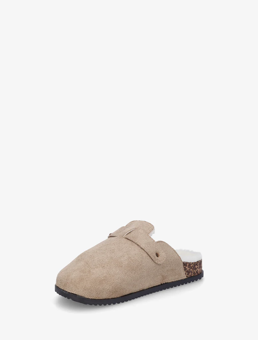 Mules fourrées en suédine - Taupe - Image 3