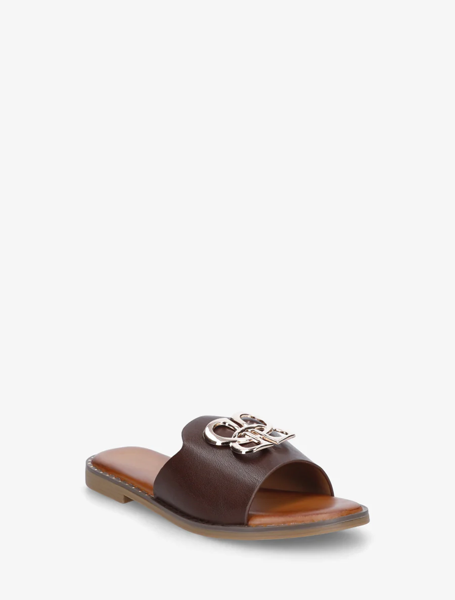 Mules plates à boucle fantaisie - Marron - Image 2