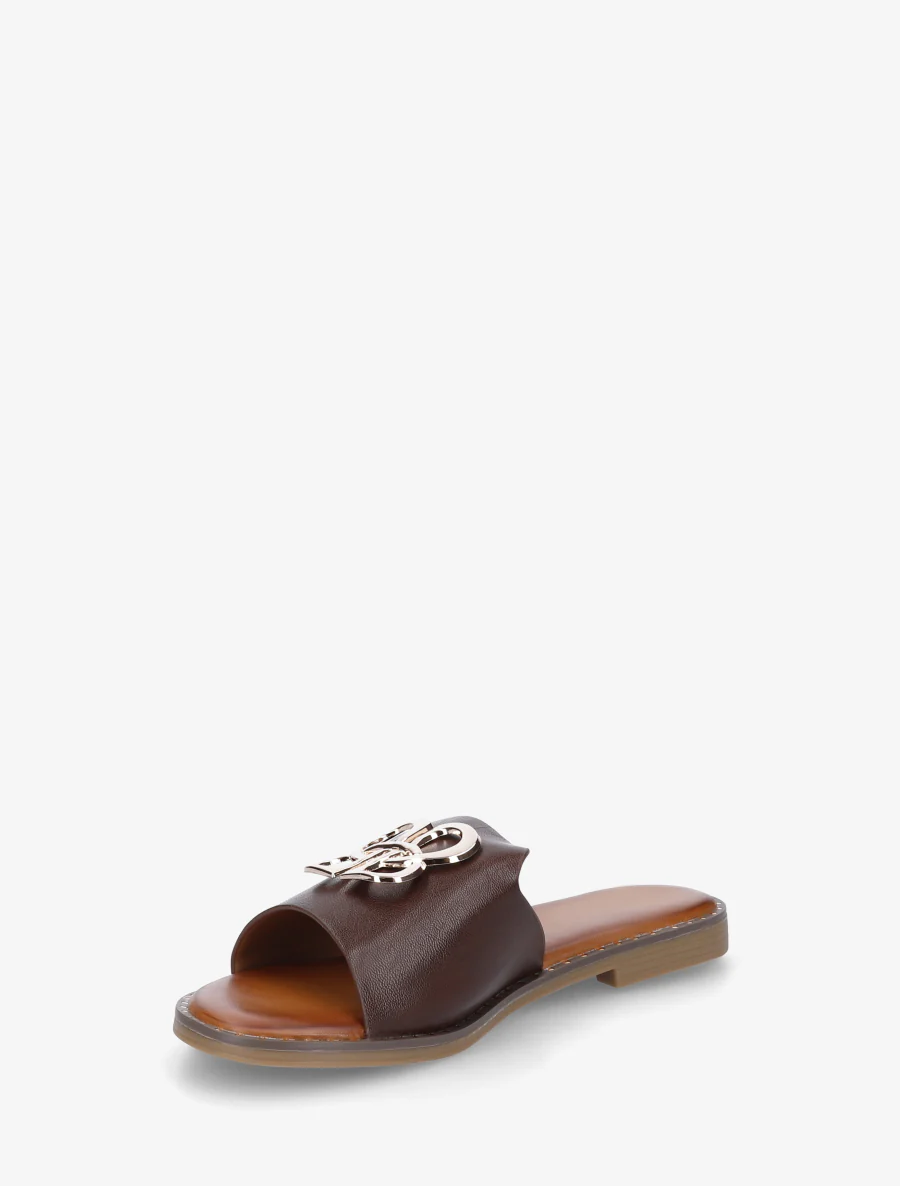 Mules plates à boucle fantaisie - Marron - Image 3