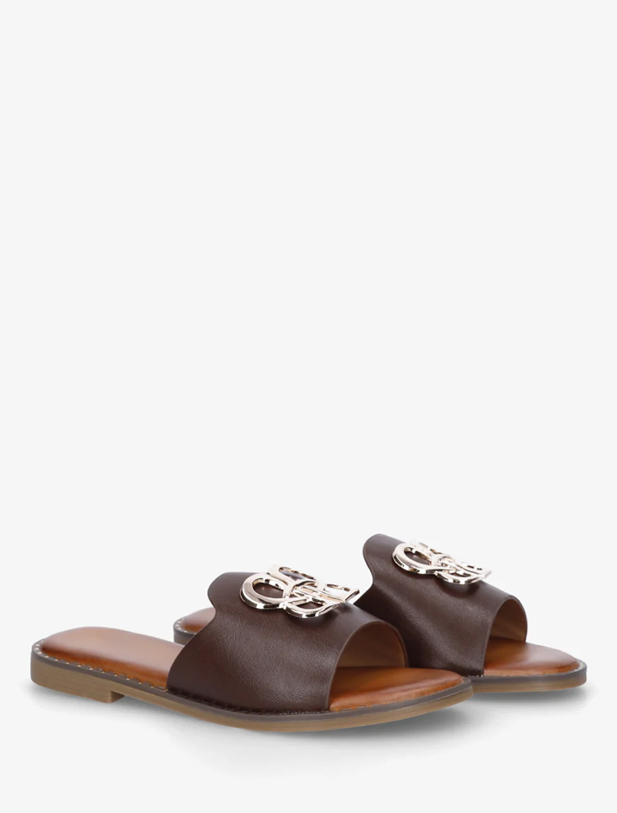 Mules plates à boucle fantaisie - Marron - Image 4