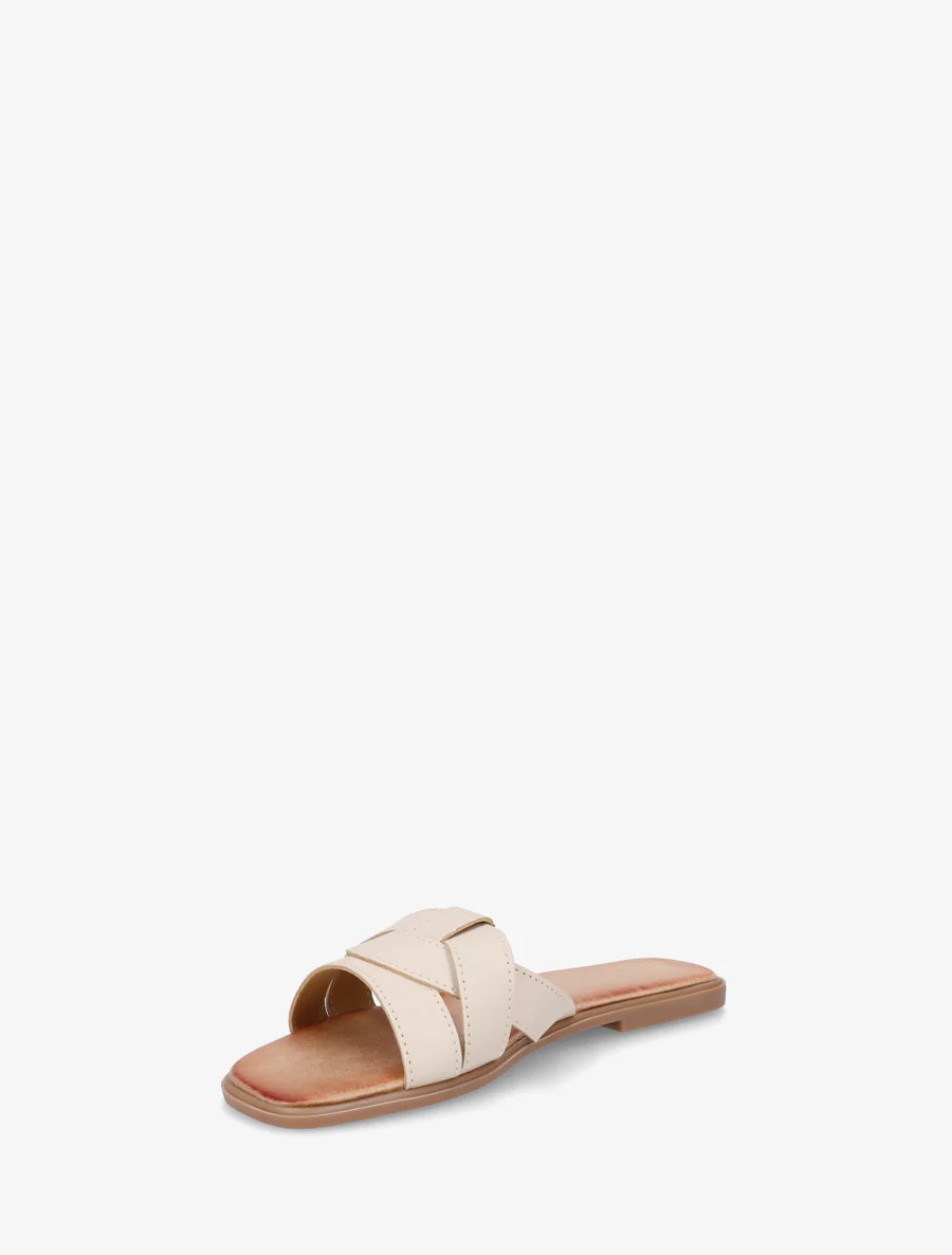 Mules plates à bride effet croisé - Beige - Image 3