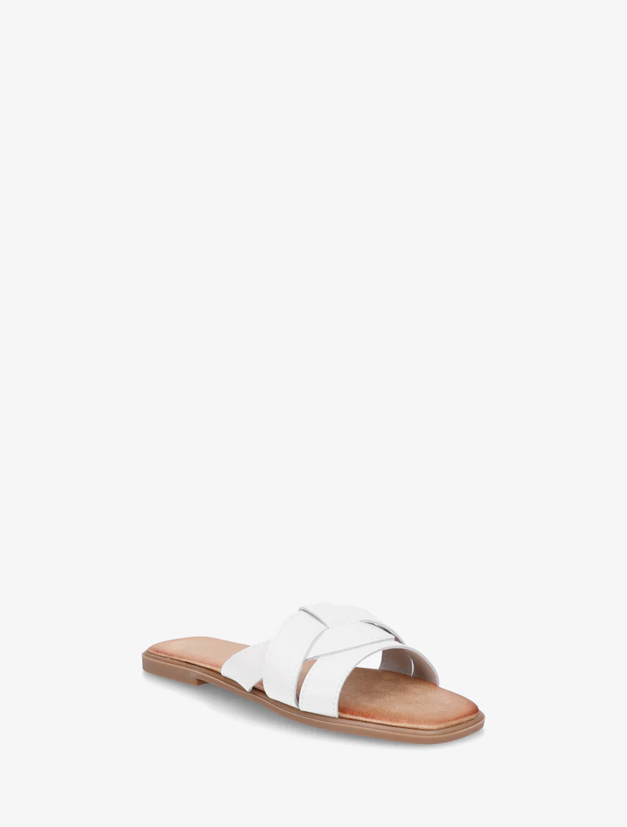 Mules plates à bride effet croisé - Blanc - Image 2