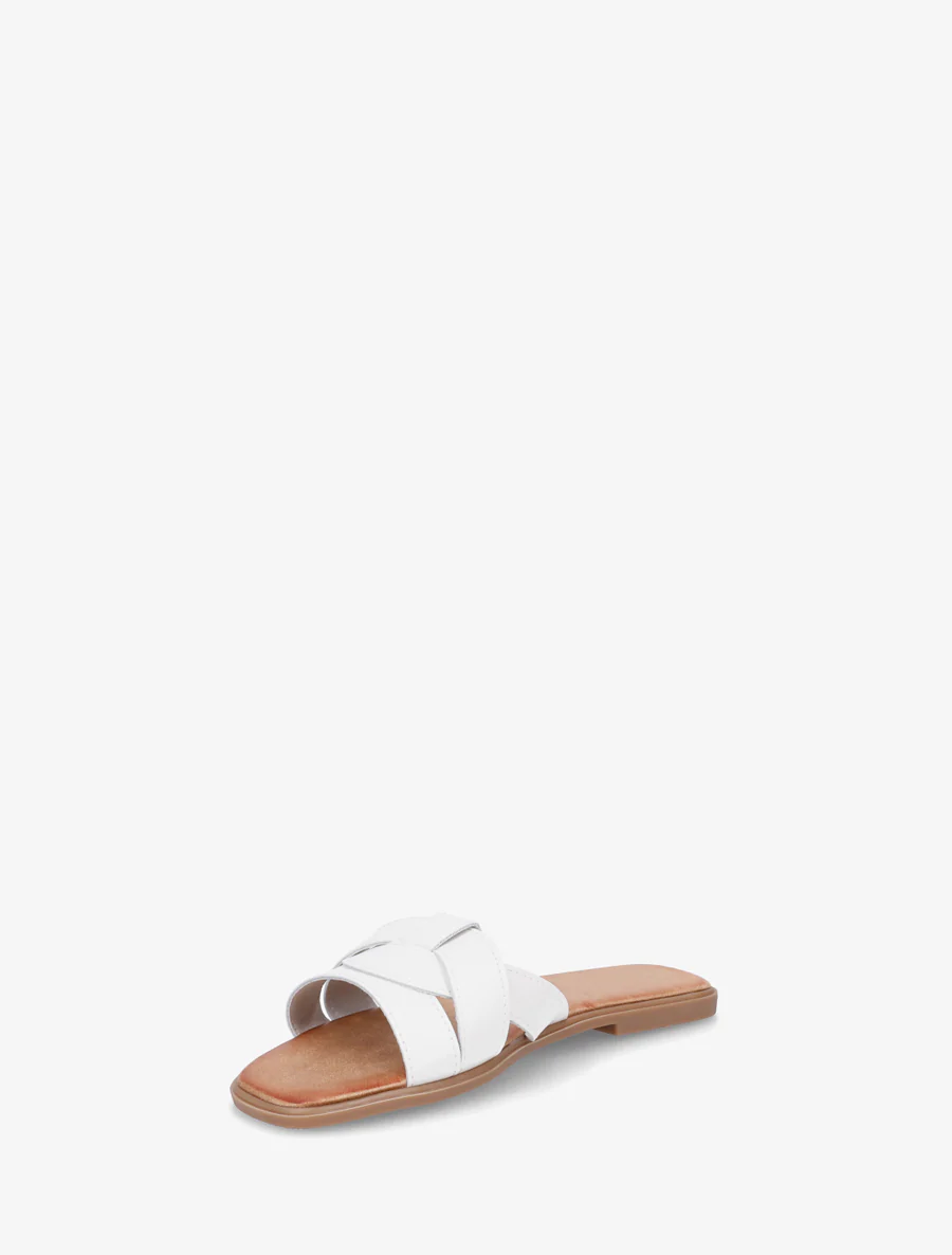 Mules plates à bride effet croisé - Blanc - Image 3
