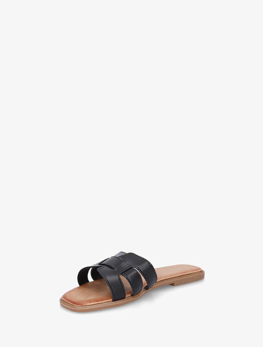 Mules plates à bride effet tressé - Noir - Image 3