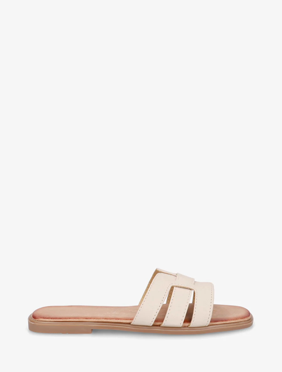 Mules plates à bride effet tressé - Beige