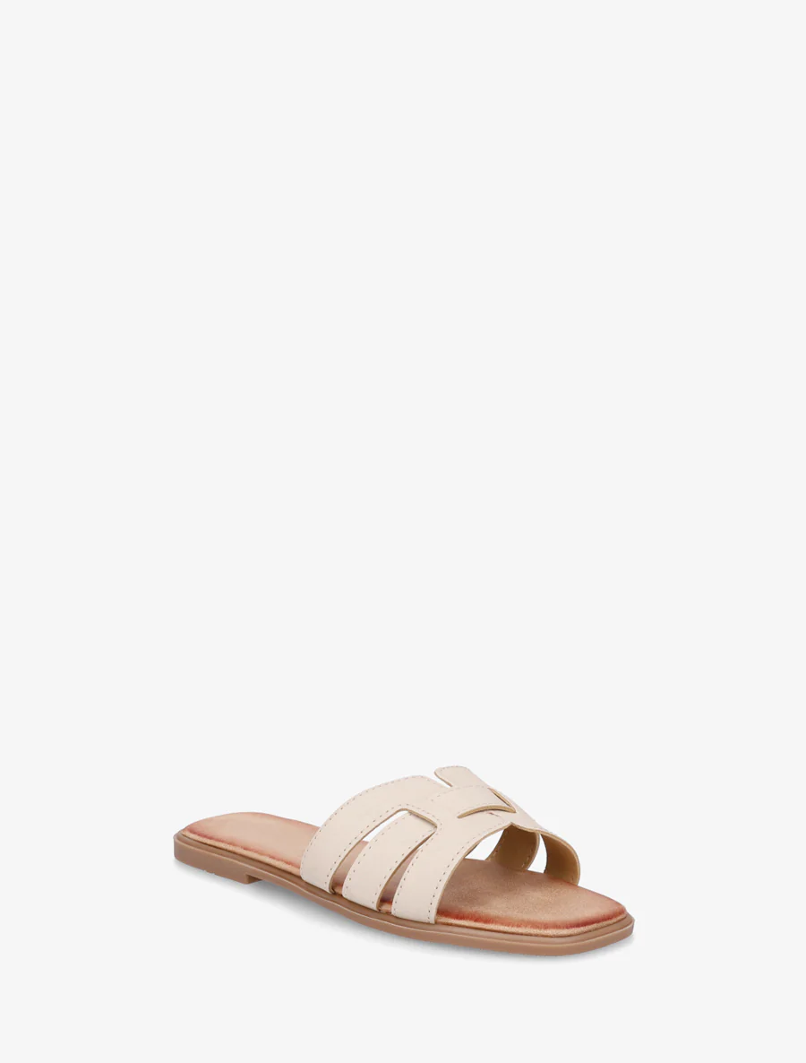 Mules plates à bride effet tressé - Beige - Image 2