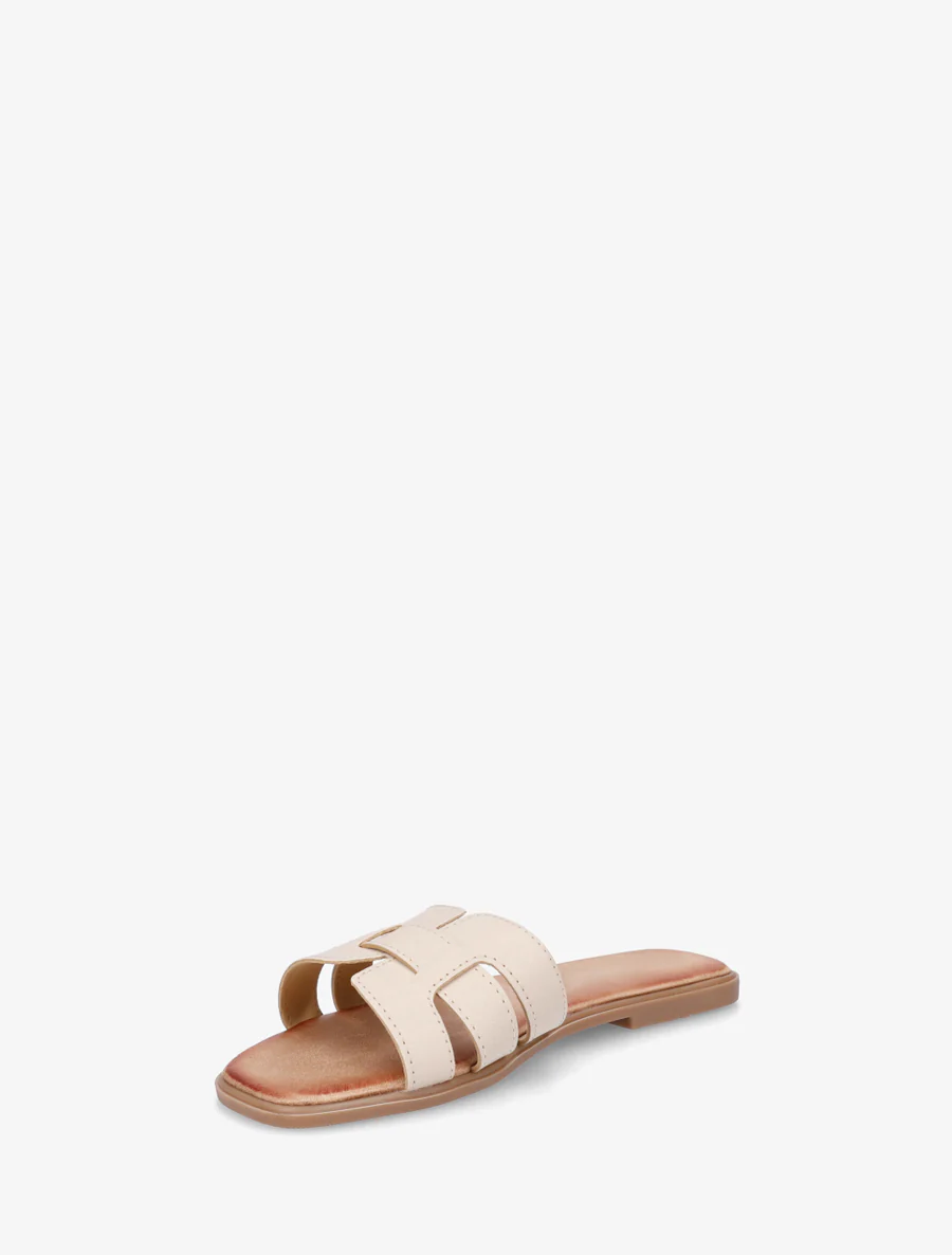 Mules plates à bride effet tressé - Beige - Image 3