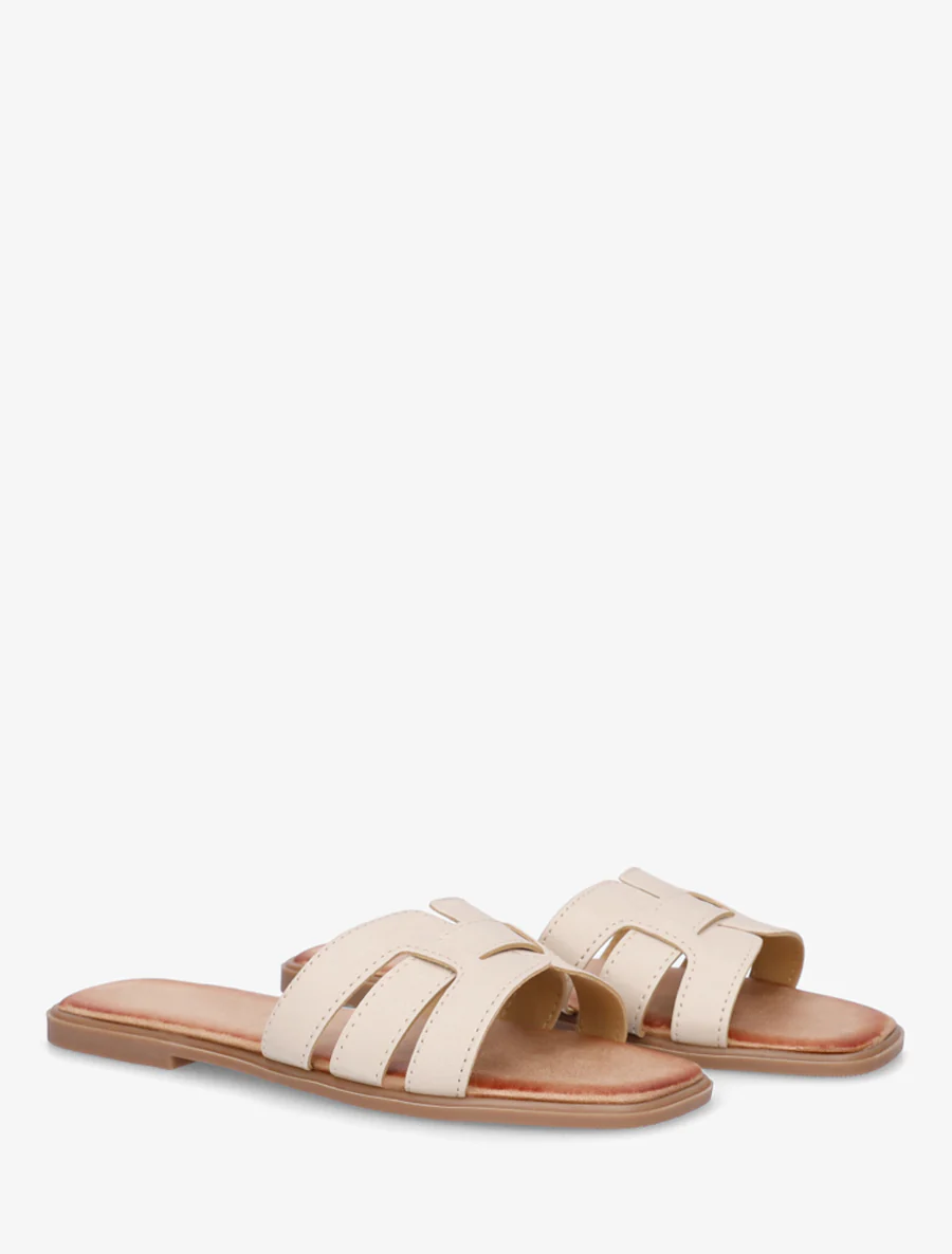 Mules plates à bride effet tressé - Beige - Image 4