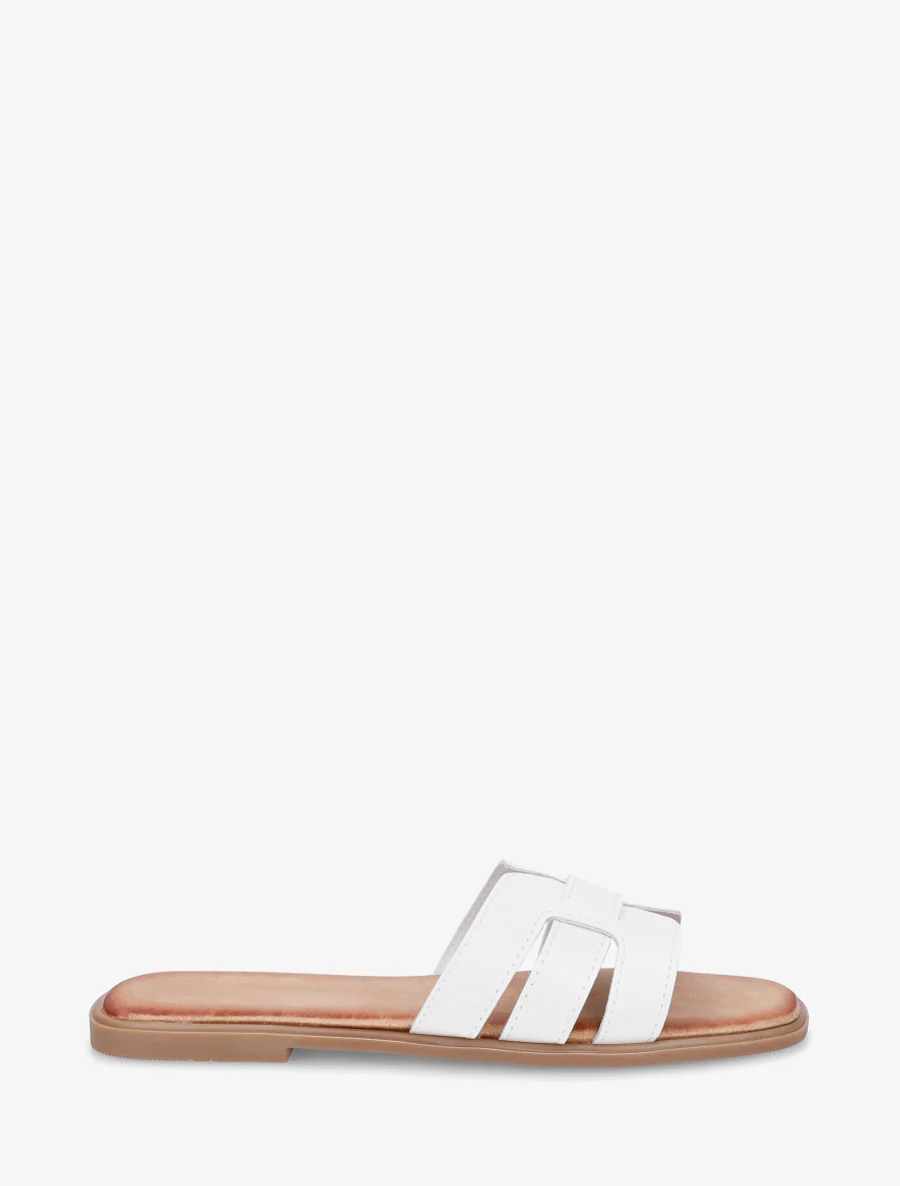 Mules plates à bride effet tressé - Blanc
