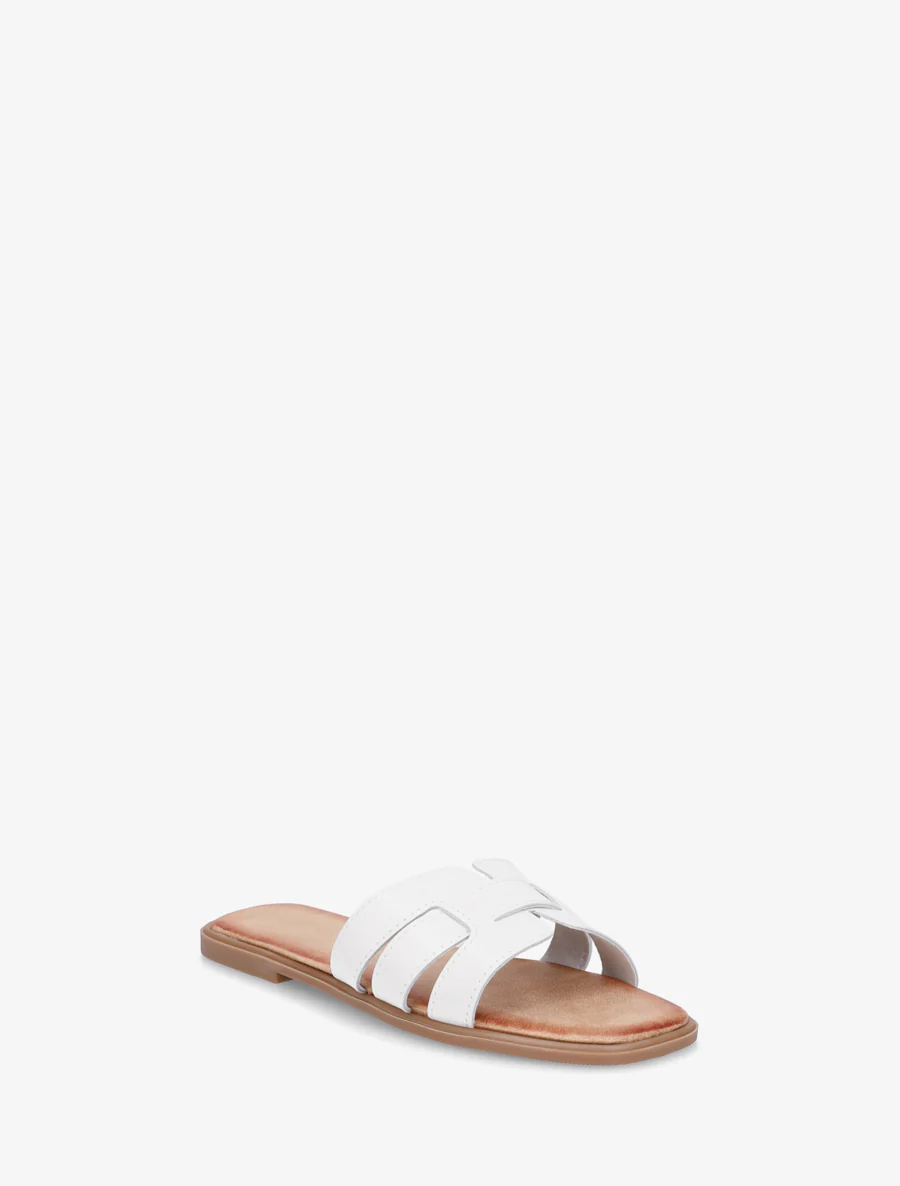 Mules plates à bride effet tressé - Blanc - Image 2