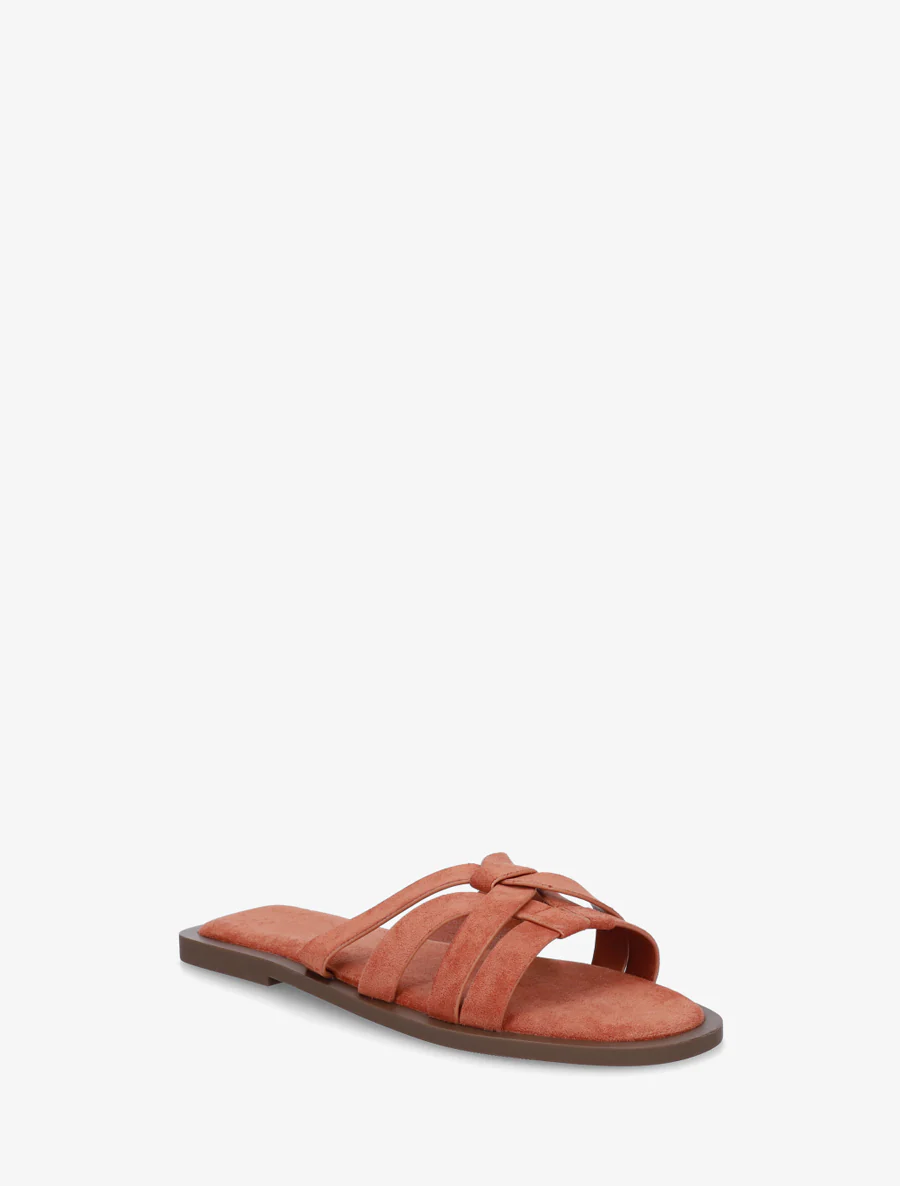Mules plates entrelacées en suédine - Orange - Image 2