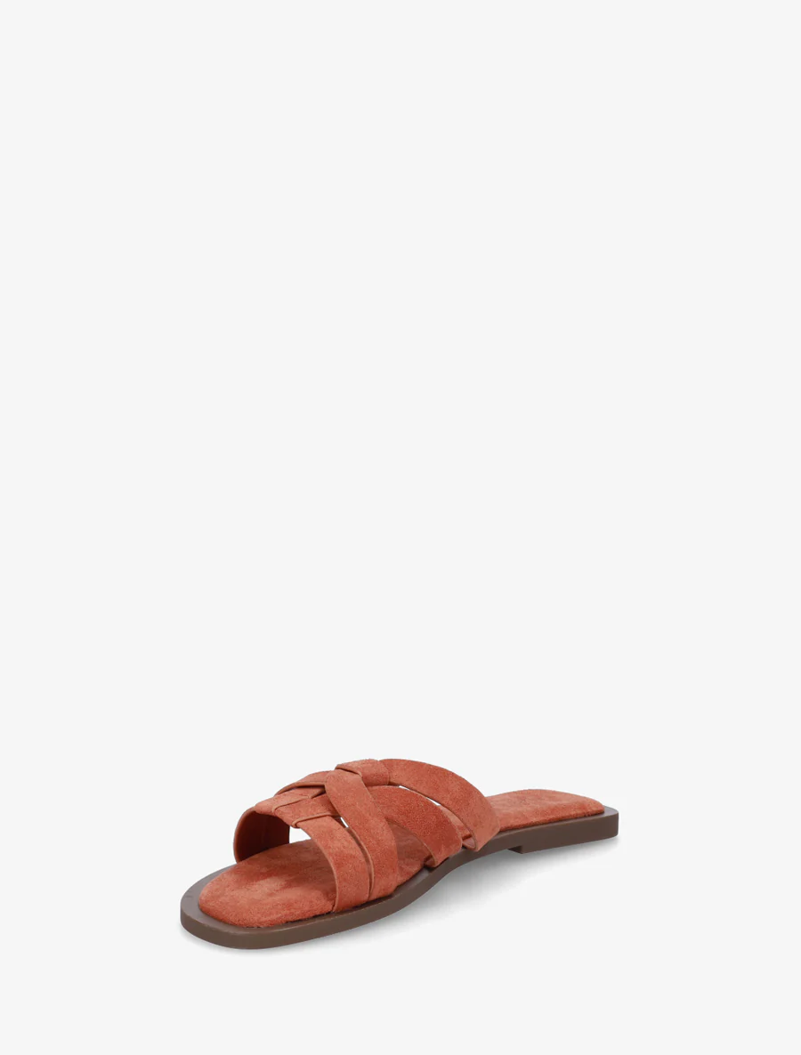 Mules plates entrelacées en suédine - Orange - Image 3