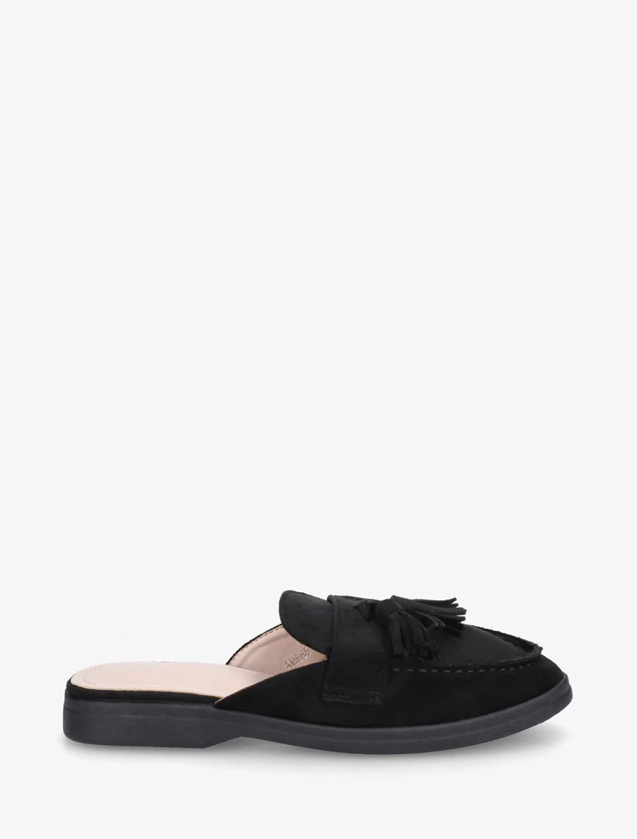 Mules style mocassin à pampilles - Noir