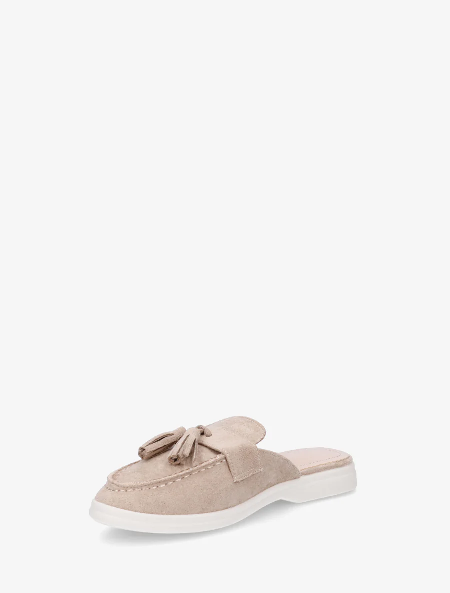 Mules style mocassin à pampilles - Taupe - Image 3