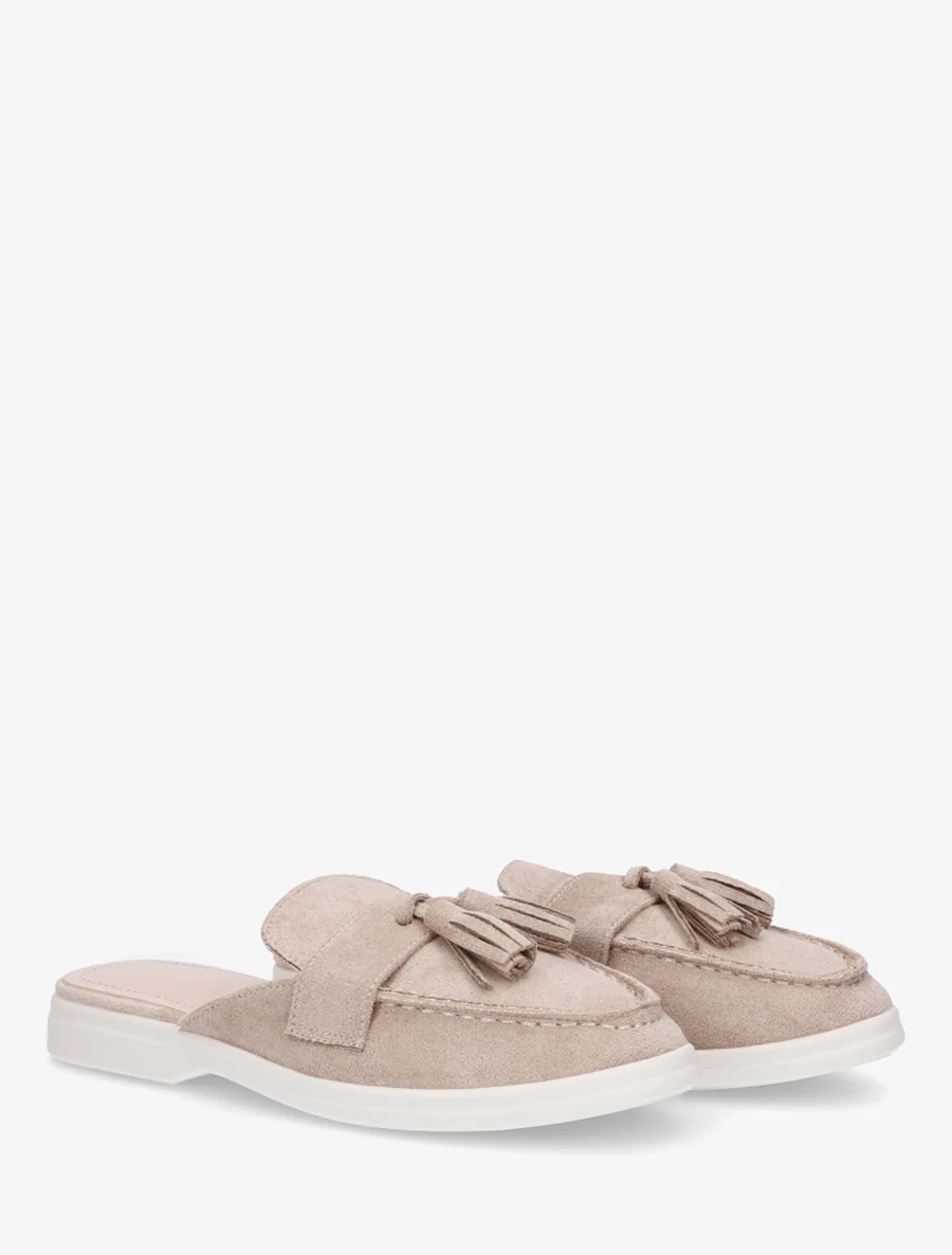 Mules style mocassin à pampilles - Taupe - Image 4